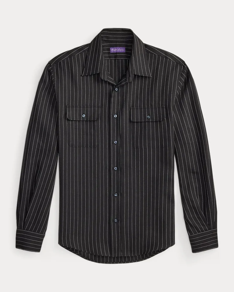 Ralph Lauren Nadelstreifenhemd aus Wolle und Leinen Black