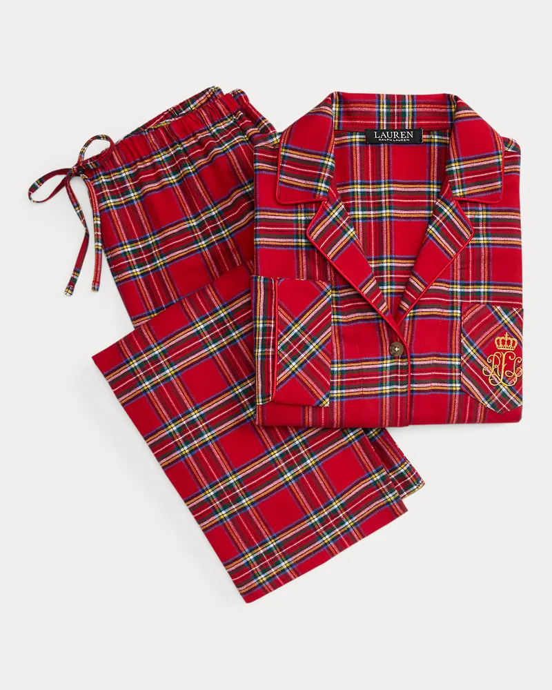 Ralph Lauren Karierter Pyjama aus angerautem Twill Red