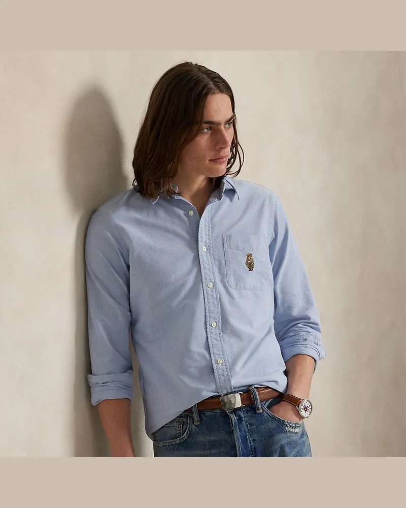 Ralph Lauren Custom-Fit Oxfordhemd mit Polo Bear Blue