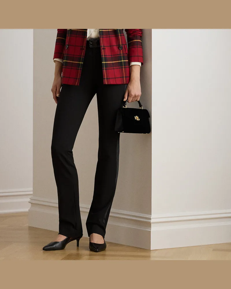Ralph Lauren Kurzgrößen - Crêpe-Hose mit Satinbesatz Black