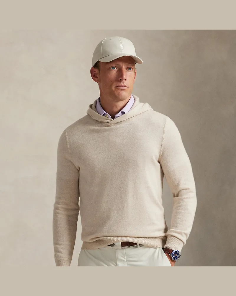 Ralph Lauren Waschbarer Kaschmir-Kapuzenpullover Tan