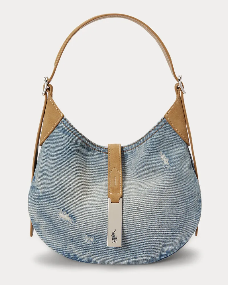 Ralph Lauren Kleine Denim-Schultertasche Polo ID Blue