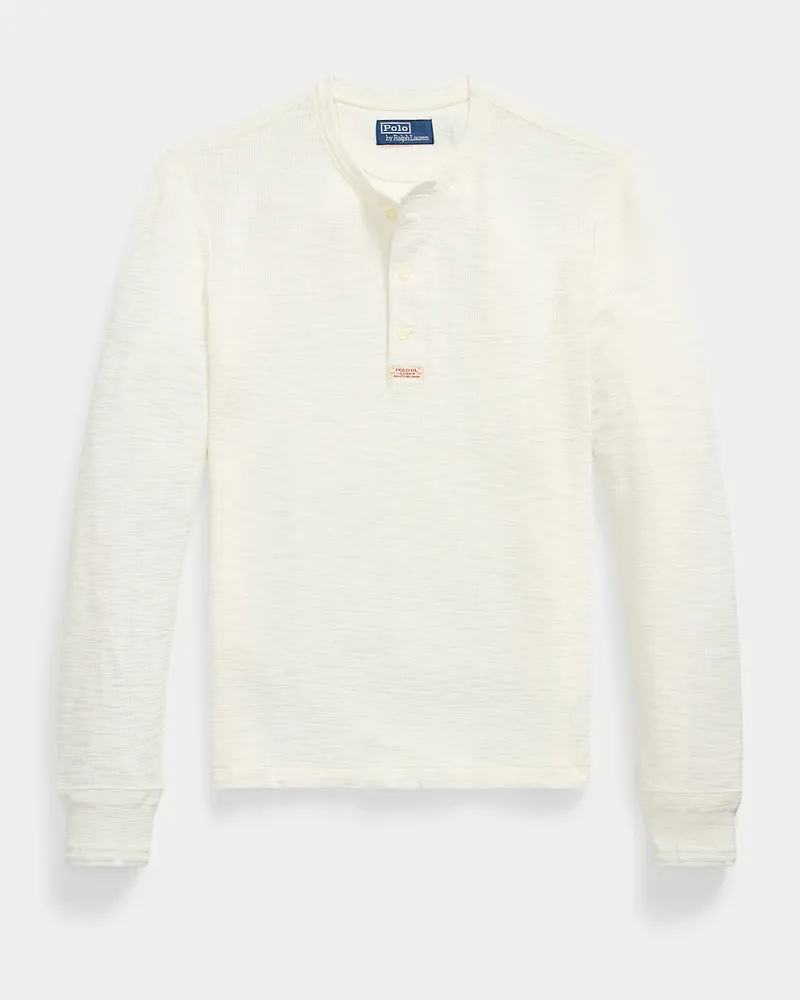 Ralph Lauren Strukturiertes Waffelpiqué-Henley-Hemd White