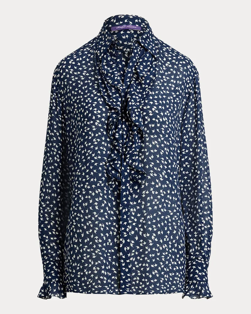 Ralph Lauren Hemd Addison mit Rüschen und Geo-Druck Blue