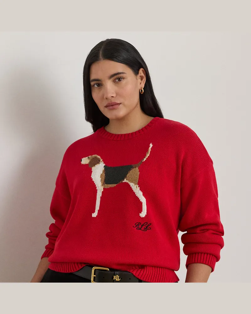 Ralph Lauren Plus Größen - Baumwollpullover mit Foxhound-Intarsie Red