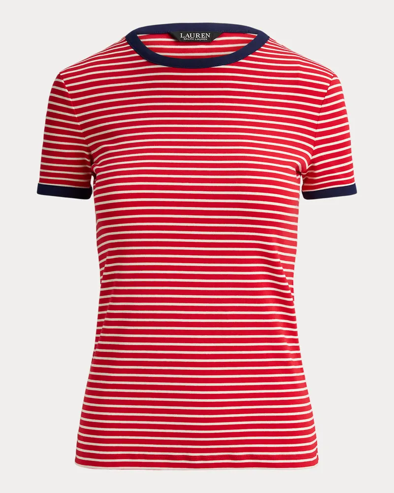 Ralph Lauren Gestreiftes T-Shirt aus Stretchbaumwolle Red