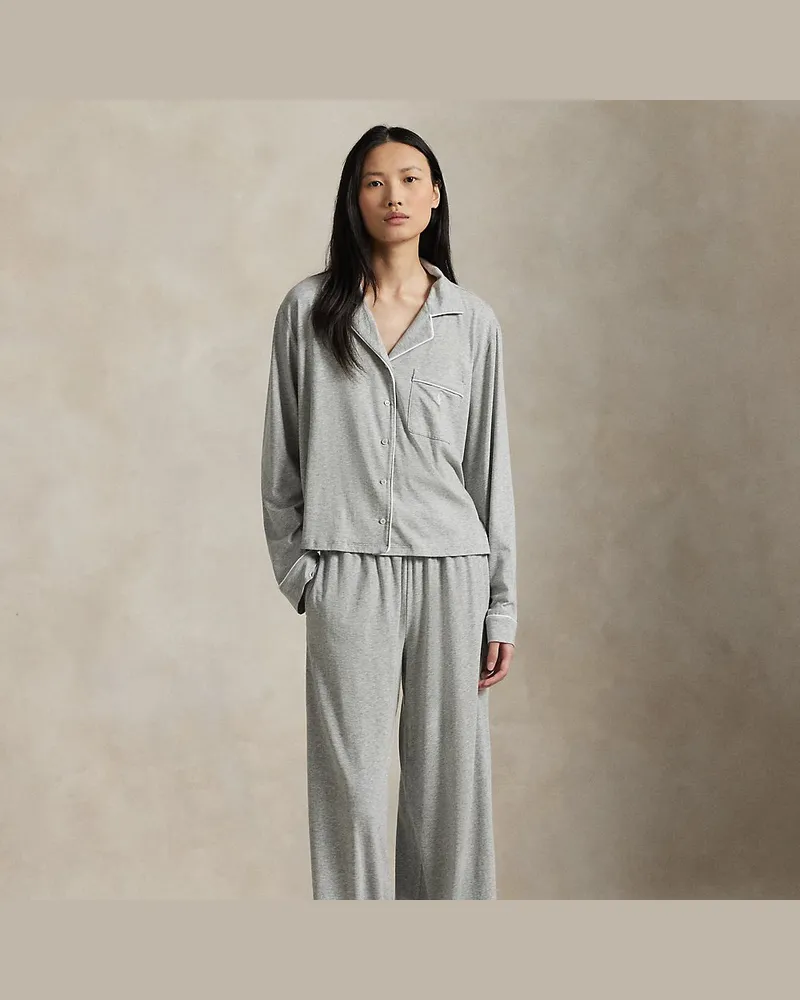 Ralph Lauren Langärmliger Pyjama aus Jersey Grey