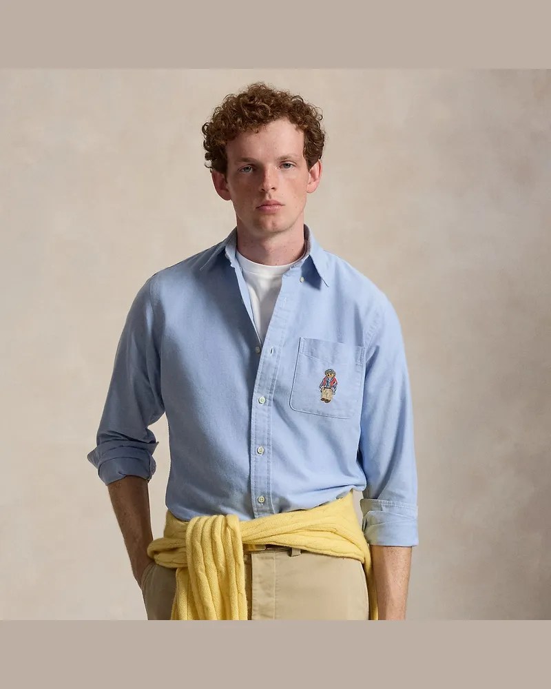 Ralph Lauren Custom-Fit Oxfordhemd mit Polo Bear Blue