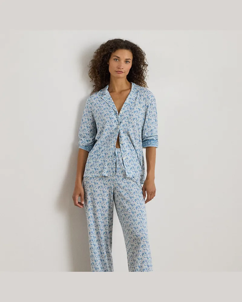 Ralph Lauren Jersey-Pyjama mit Paisley-Motiv Blue