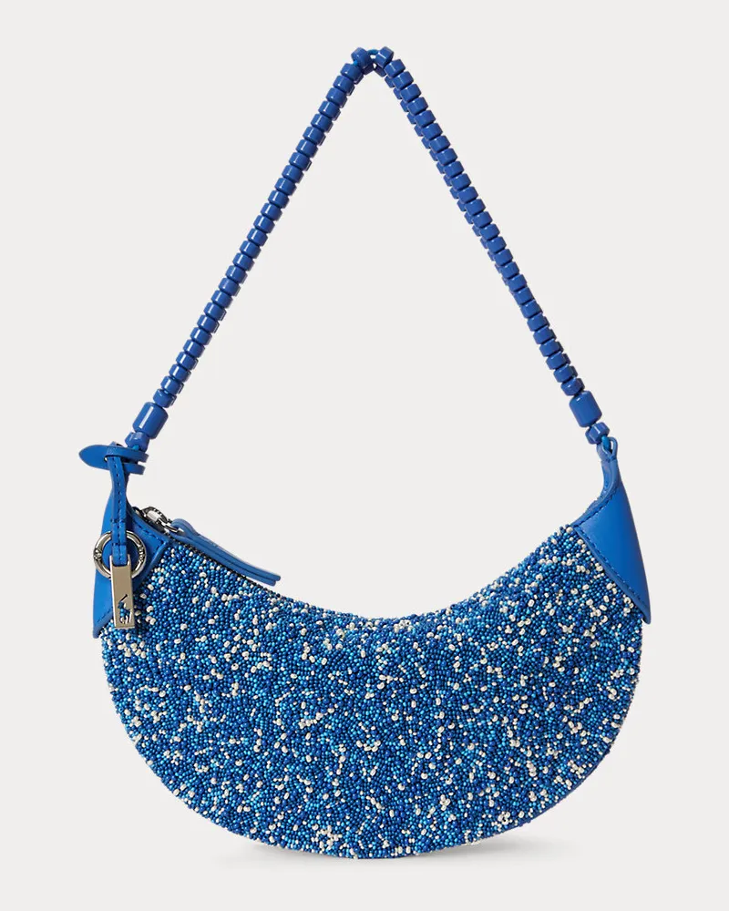 Ralph Lauren Mini-Schultertasche Polo ID mit Perlen Blue