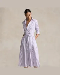 Ralph Lauren Gestreiftes Hemdkleid mit Gürtel Purple