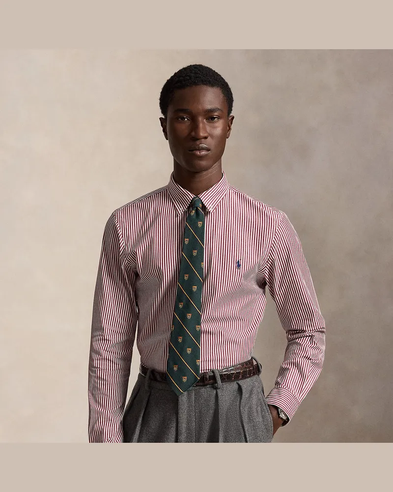 Ralph Lauren Gestreiftes Slim-Fit Hemd aus Popeline Red
