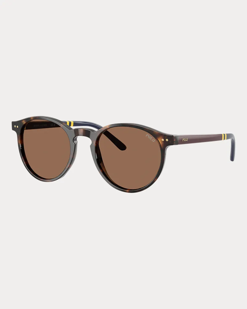 Ralph Lauren Runde Sonnenbrille mit Rugby-Streifen Brown