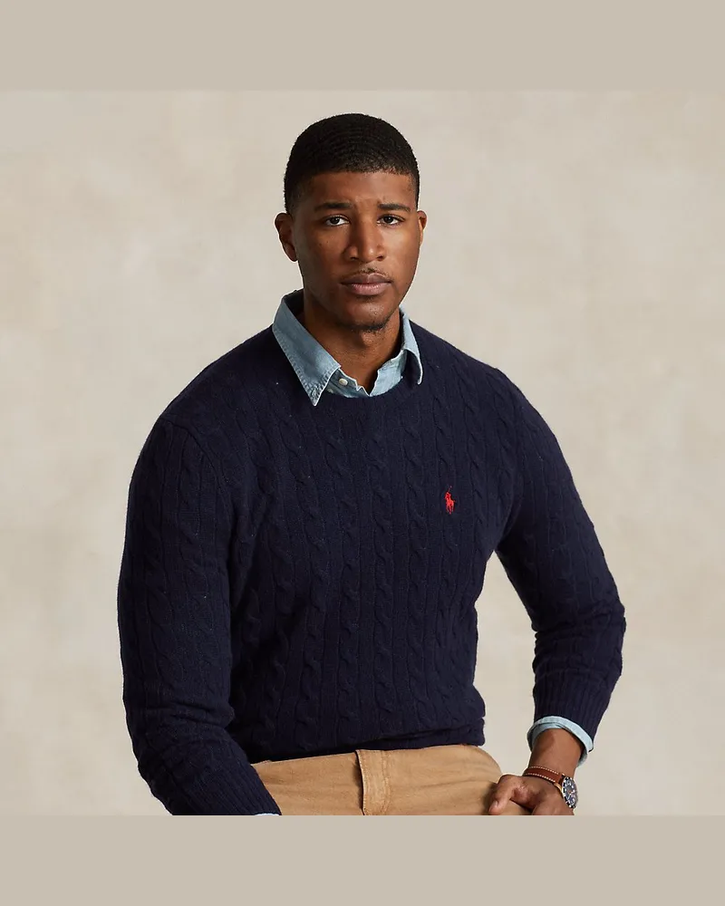 Ralph Lauren Große Größen - Woll-Kaschmir-Pullover mit Zopfmuster Blue