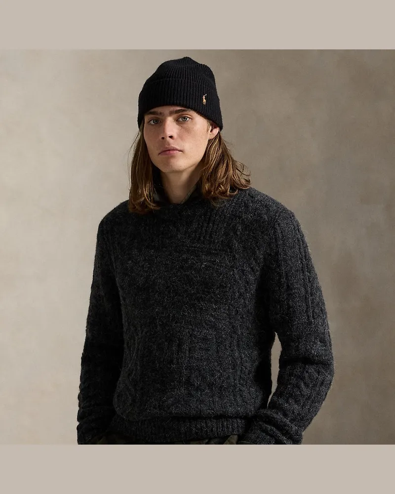 Ralph Lauren Aran-Strickpullover mit US-Flagge Grey