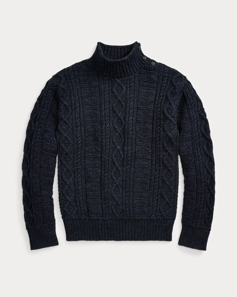 Ralph Lauren Aran-Strickpullover mit Halbrollkragen Blue