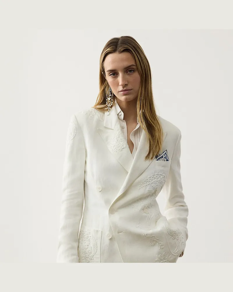 Ralph Lauren Bestickte Jacke Collen aus Mikropiqué Cream