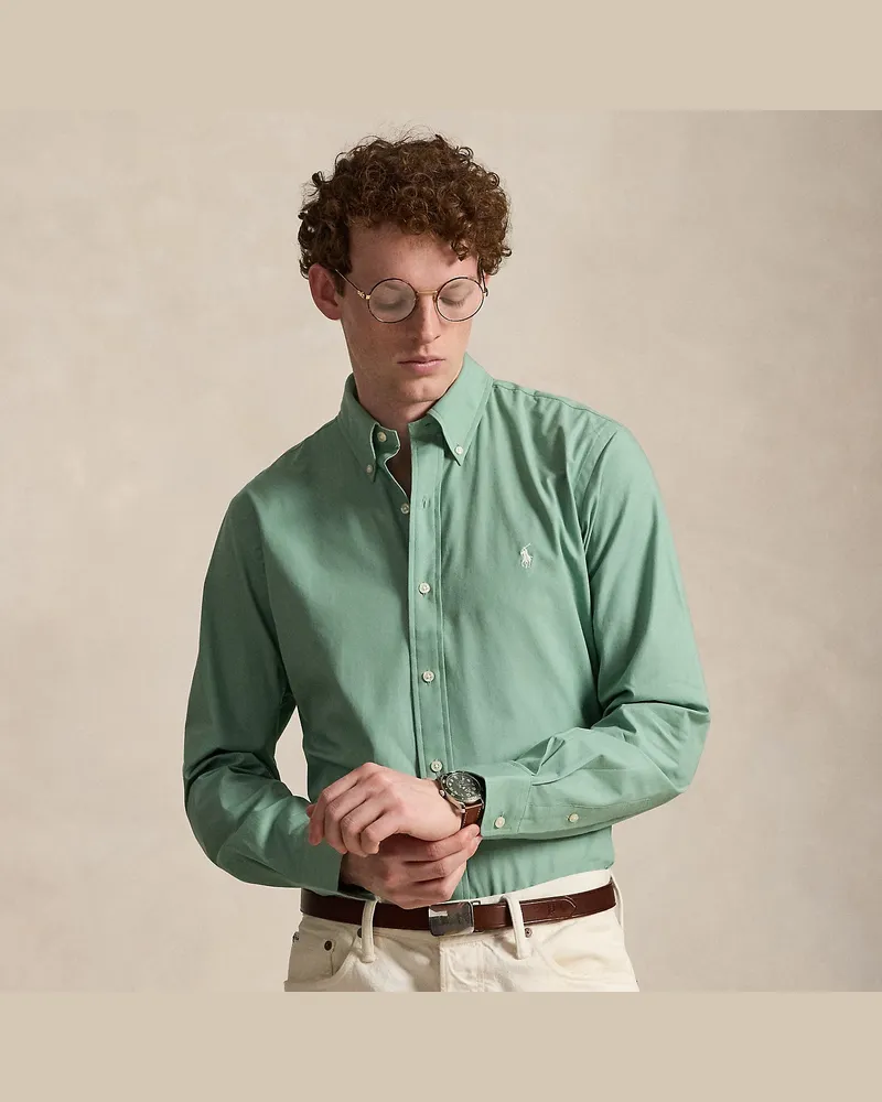 Ralph Lauren Custom-Fit Hemd aus Stretchpopeline Green