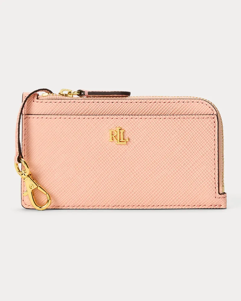 Ralph Lauren Leder-Kartenetui mit L-Reißverschluss Pink