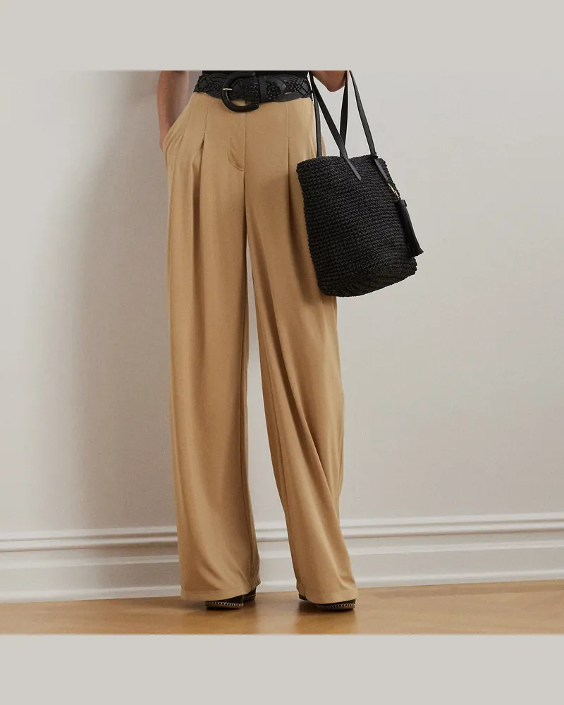 Ralph Lauren Stretchjersey-Hose mit weitem Bein Tan