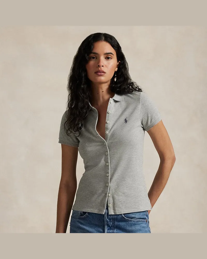 Ralph Lauren Poloshirt mit Knopfleiste Grey