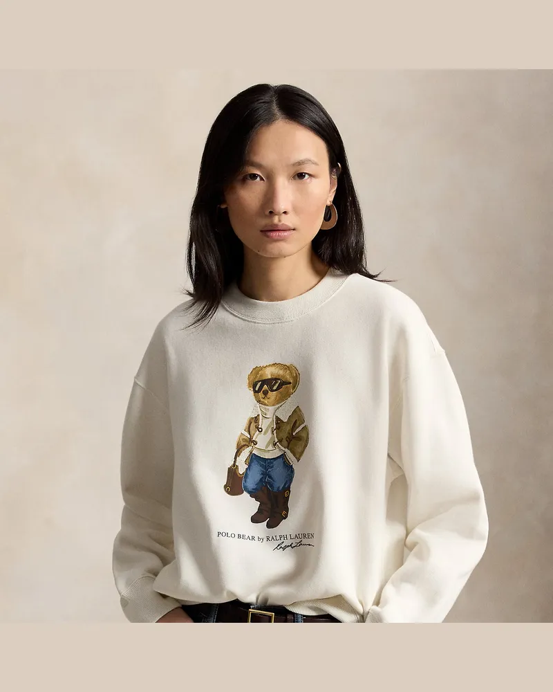 Ralph Lauren Fleecepullover mit Winter Polo Bear Cream