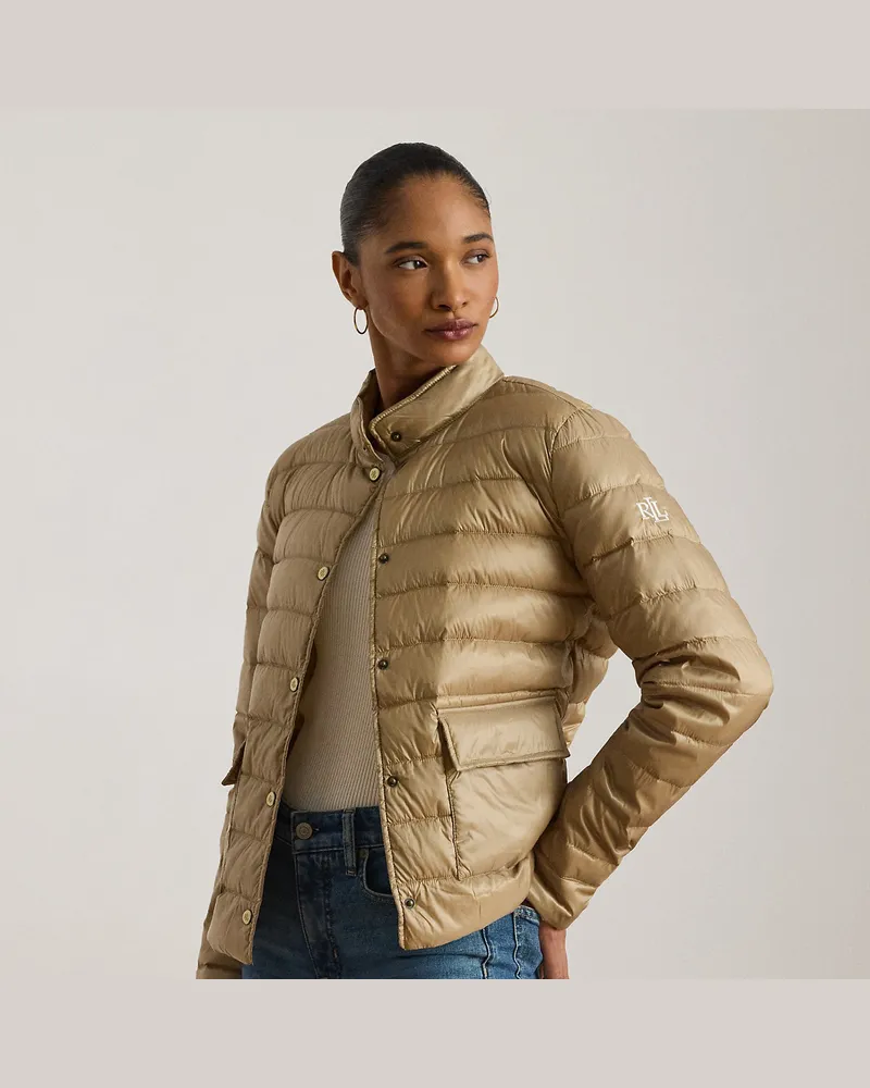 Ralph Lauren Übergroßer Metallic-Daunenmantel Tan