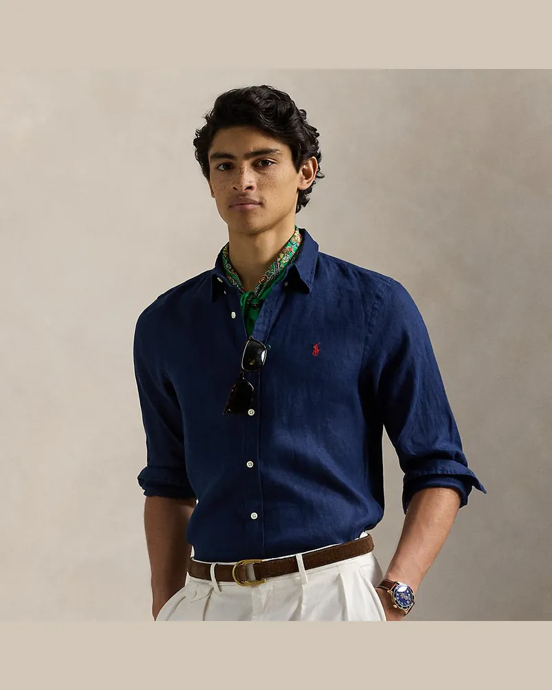 Ralph Lauren Slim-Fit Leinenhemd Blue