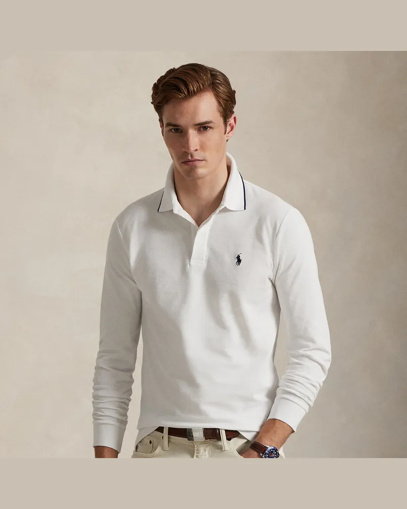 Ralph Lauren Custom-Slim-Fit Oxford-Piqué-Poloshirt White