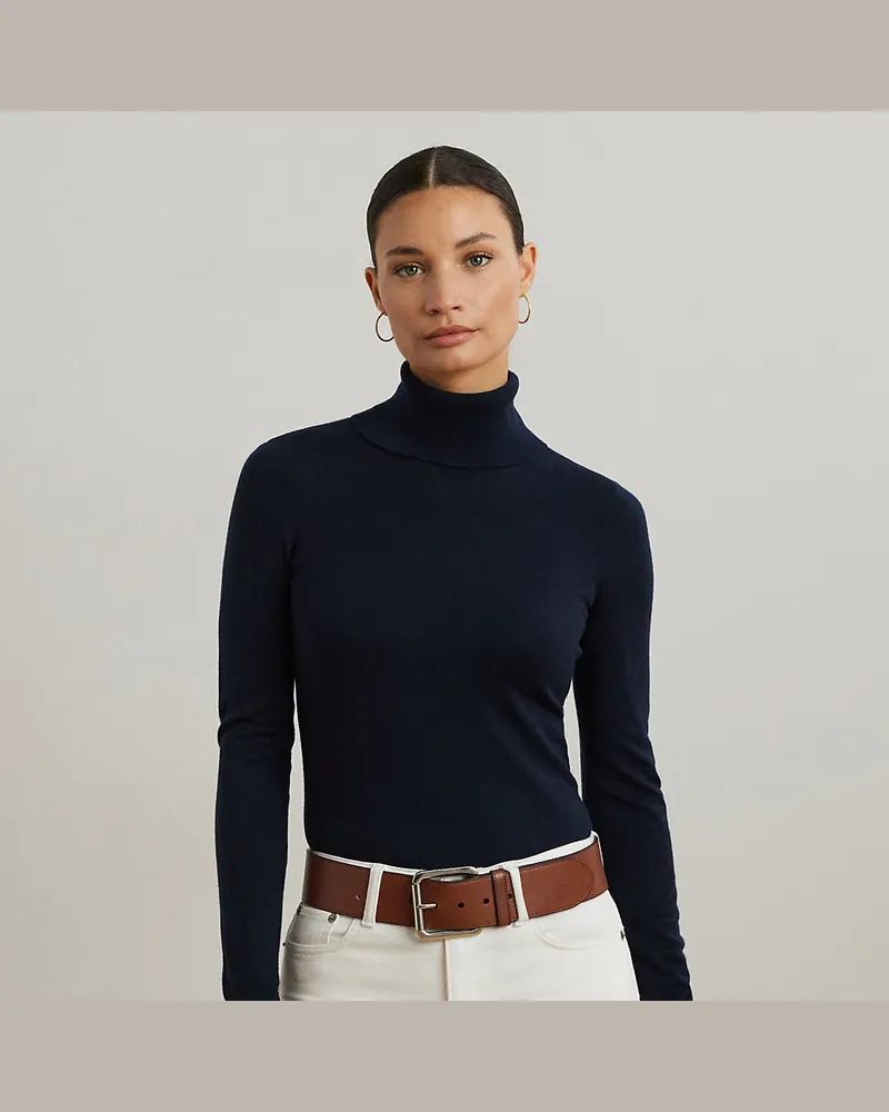 Ralph Lauren Rollkragenpullover aus Seiden-Mix Blue