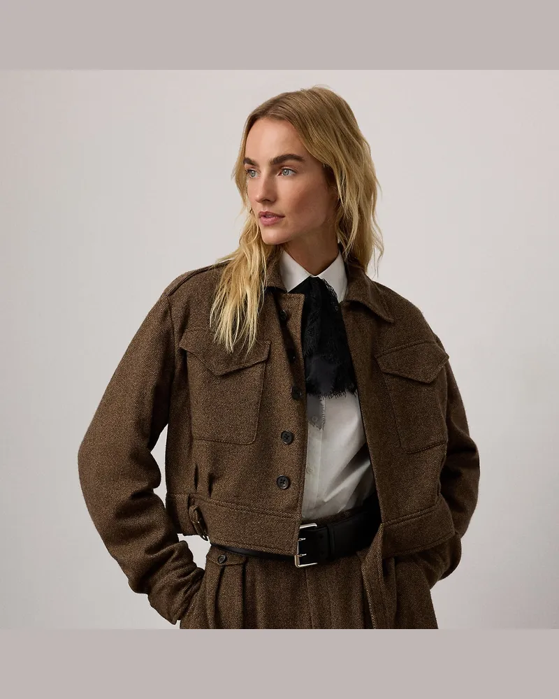 Ralph Lauren Pfauenaugen-Tweed-Bomberjacke Maddison Brown