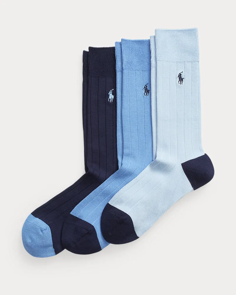 Ralph Lauren 3er-Pack gerippte Anzugsocken Blue