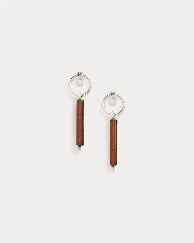 Ralph Lauren Lange Ohrringe mit Kalbsleder Brown