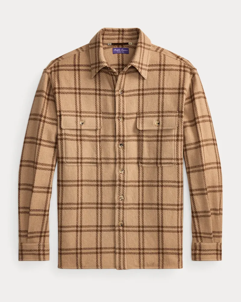 Ralph Lauren Kariertes Hemd aus Kaschmirtwill Brown