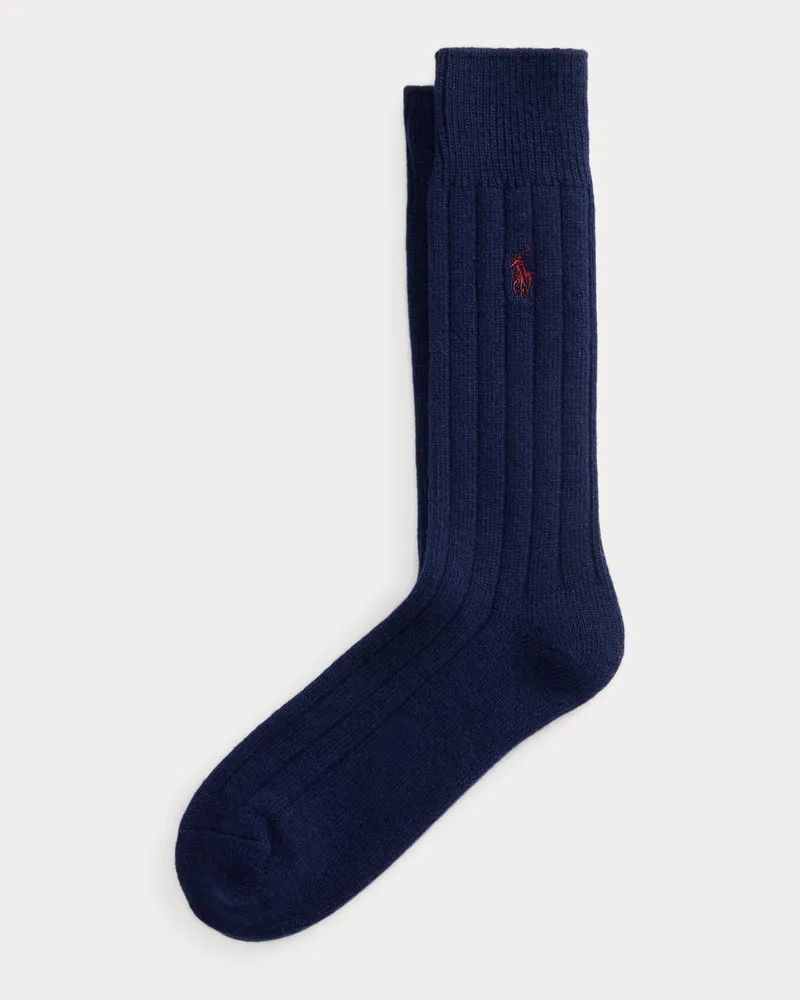 Ralph Lauren Gerippte Stiefelsocken aus Wollmischung Blue