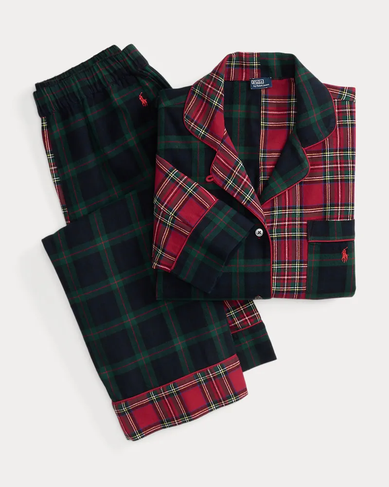 Ralph Lauren Langärmliger Pyjama mit Karomuster Red