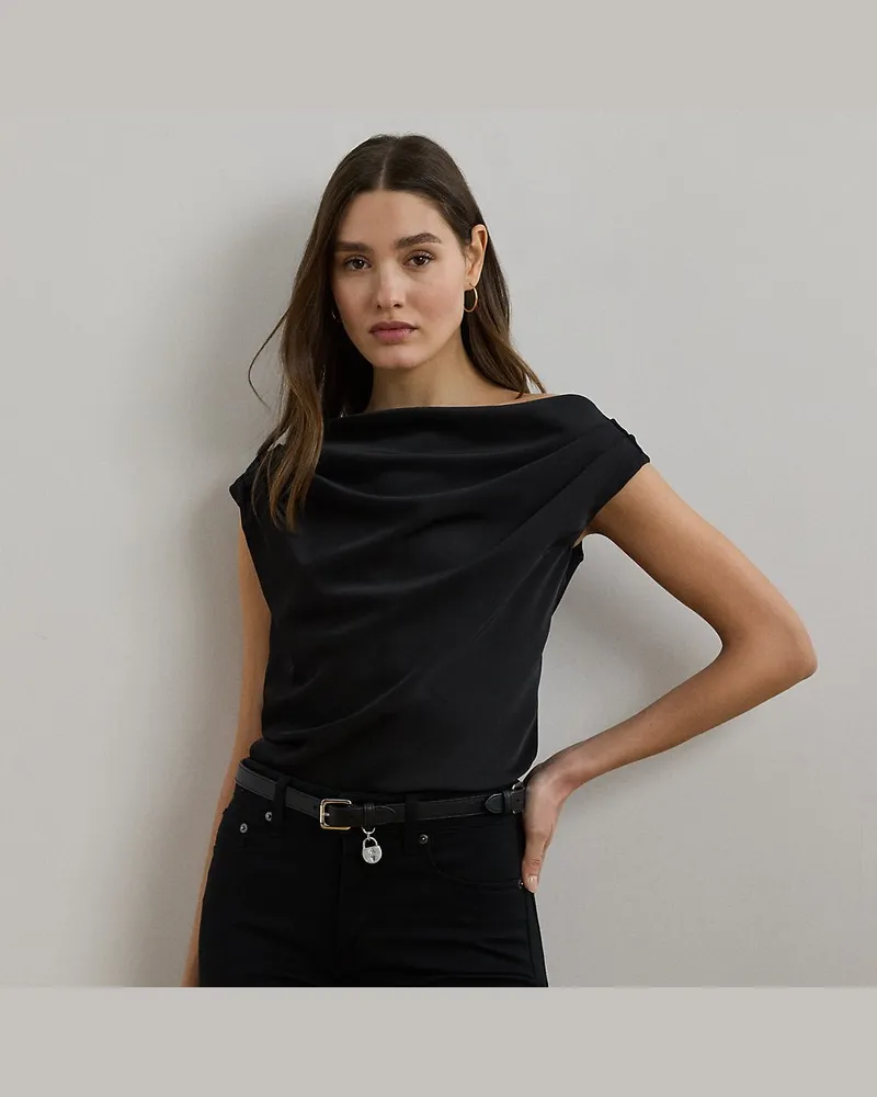 Ralph Lauren Schulterfreie Bluse aus Satin-Charmeuse Black