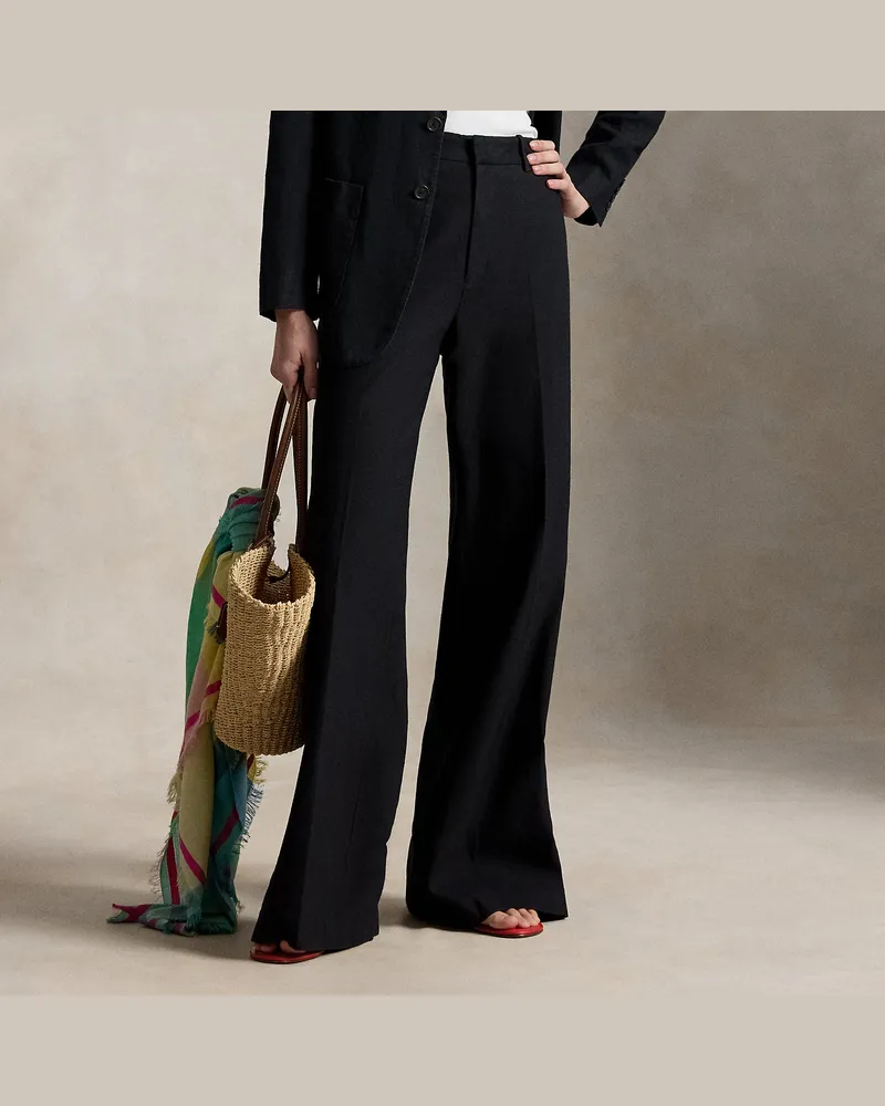 Ralph Lauren Baumwoll-Leinen-Hose Beaton mit Stretch Black