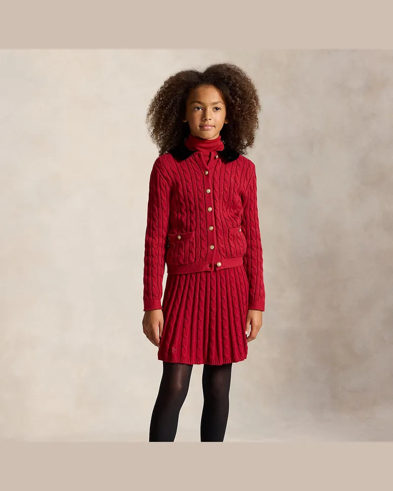 Ralph Lauren Baumwollrock mit Zopfmuster Red