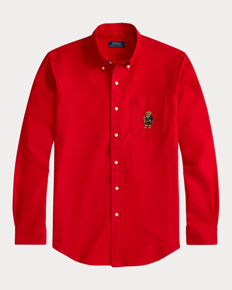 Ralph Lauren Custom-Fit Oxfordhemd mit Polo Bear Red