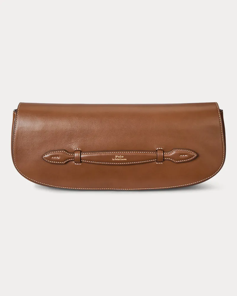 Ralph Lauren Leder-Clutch Bellport mit langer Klappe Brown