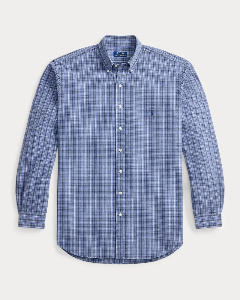 Ralph Lauren Große Größen - Kariertes Hemd aus angerautem Oxford Blue