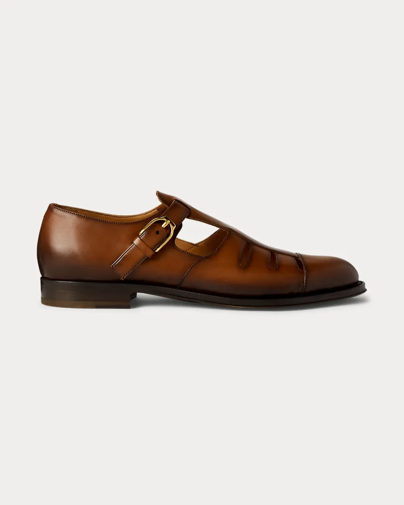 Ralph Lauren Seemannssandale aus poliertem Kalbsleder Brown