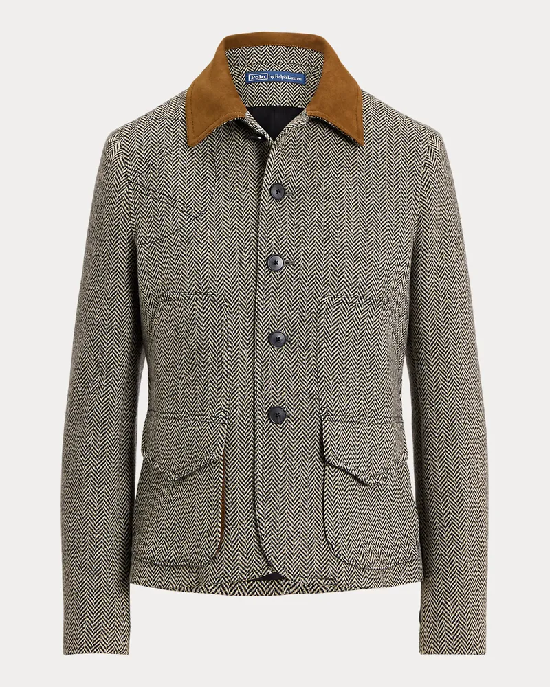 Ralph Lauren Fischgrat-Jacke mit Wildlederbesatz Multi