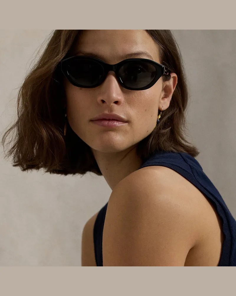 Ralph Lauren Rechteckige Polo Cat-Eye-Sonnenbrille Black