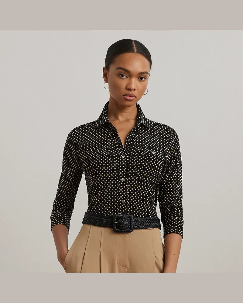 Ralph Lauren Slim-Fit Hemd mit geometrischem Muster Black