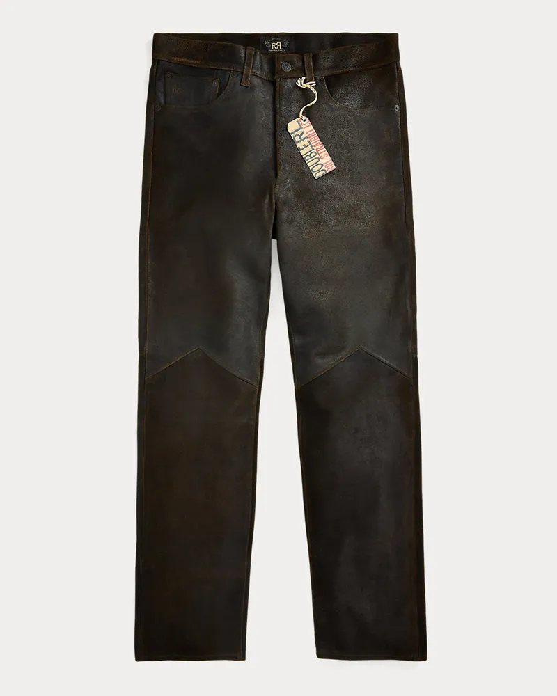 Ralph Lauren Straight-Fit Rauwildlederhose Black
