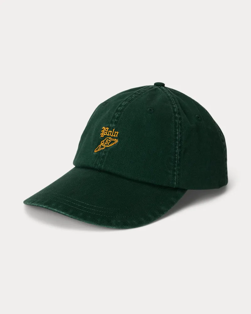Ralph Lauren Bestickte Twillkappe mit langem Schirm Green