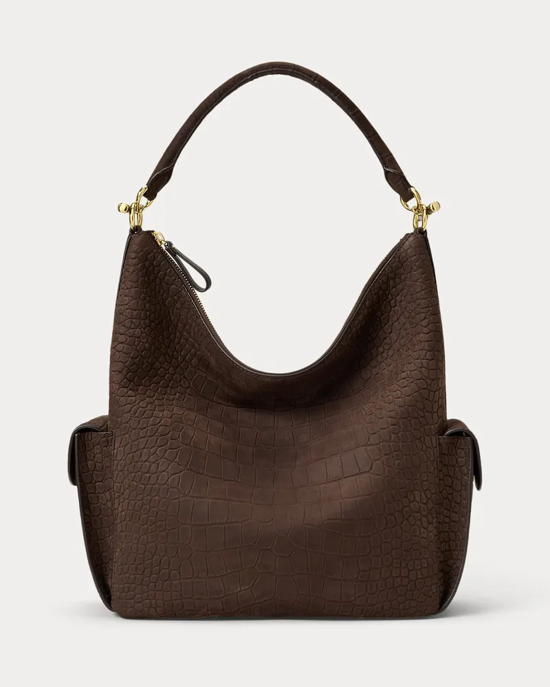 Ralph Lauren Große Schultertasche Blaike mit Prägung Brown