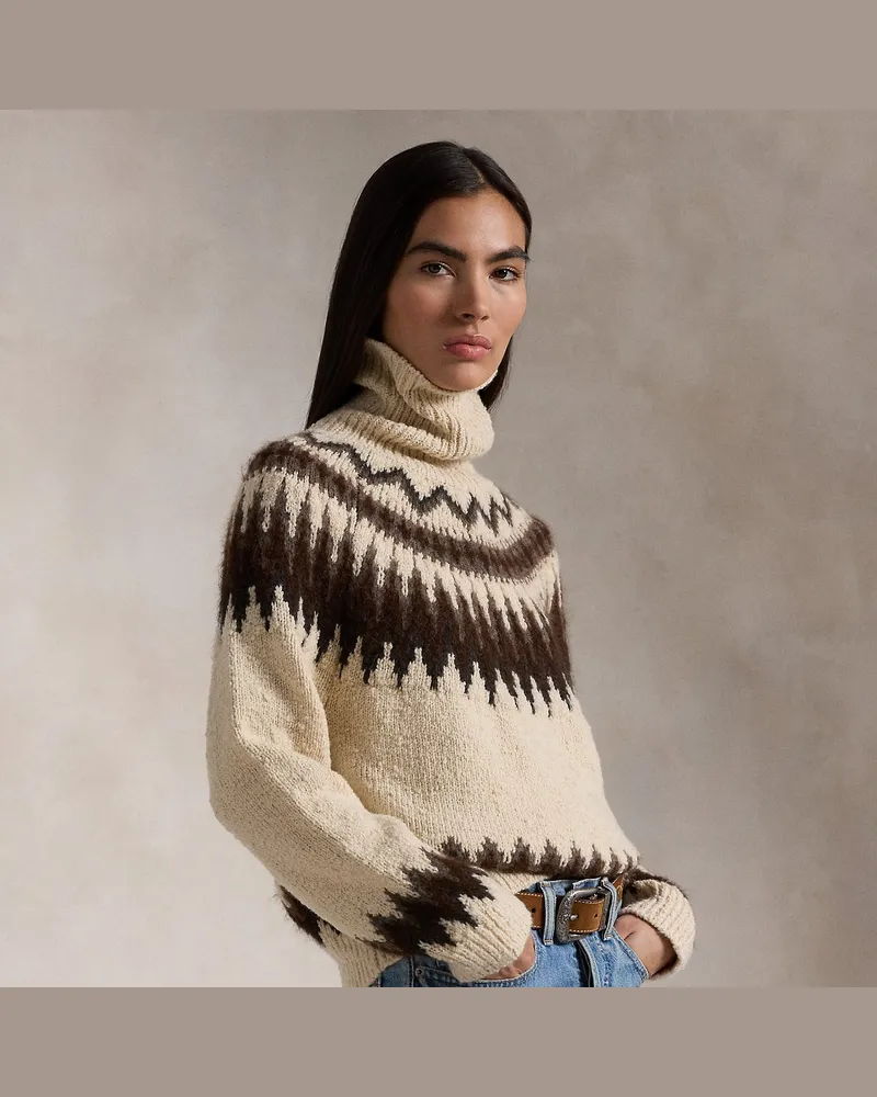 Ralph Lauren Fair-Isle-Rollkragenpullover mit Wolle Cream